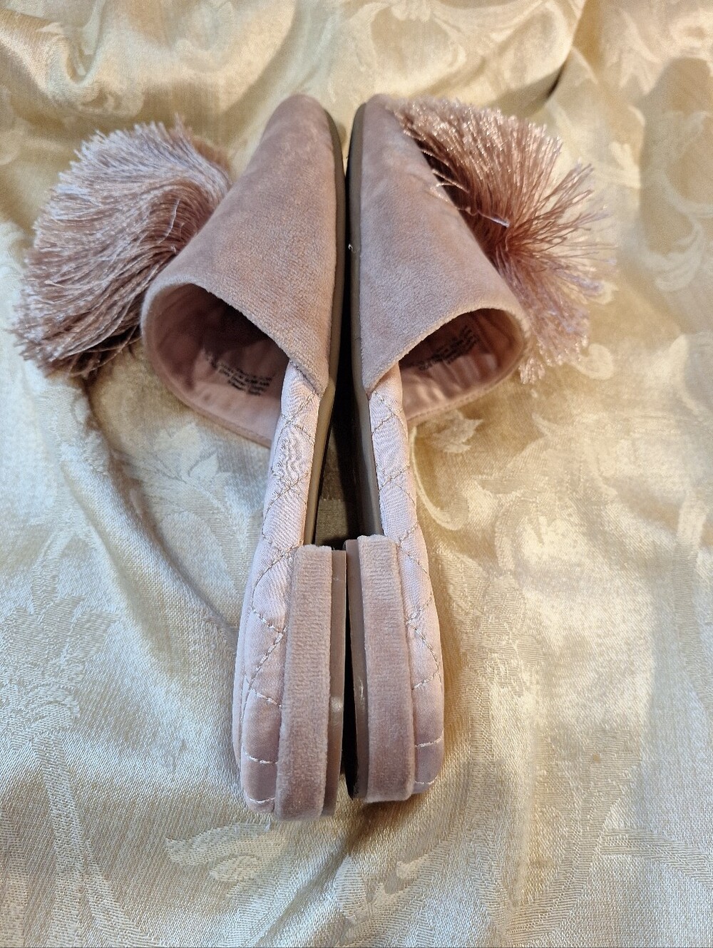 Birdies Blush Pink Pom-Pom Slide Slippers - Picture 7 of 10